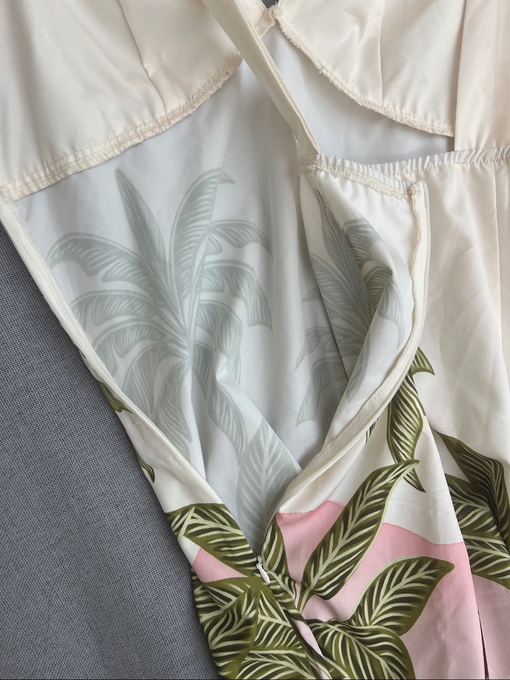 CAJUNI Mini Sundress Cover up dress cream palms size M NWT - Picture 7 of 13